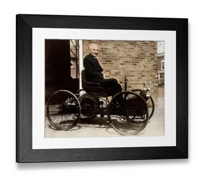 Framed Print : Old Henry Ford in First Ford Car Framed Print : Old Henry Ford in First Ford Car