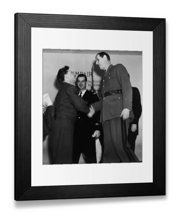 Framed Print : Mickey Rooney Shaking Hands with General De Gaulle Framed Print : Mickey Rooney Shaking Hands with General De Gaulle