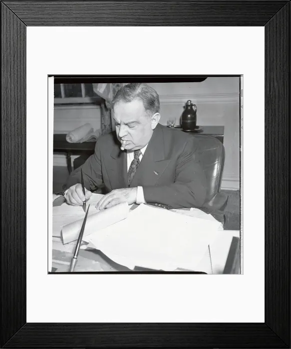 Framed Print : Fiorello La Guardia in His Office