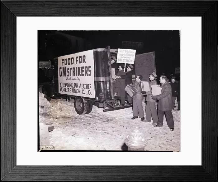 Framed Print : Workers Load Truck with Food for Strikers Framed Print : Workers Load Truck with Food for Strikers