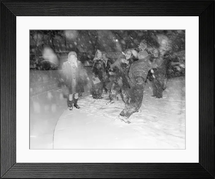 Framed Print : Children Having Snowball Fight Framed Print : Children Having Snowball Fight