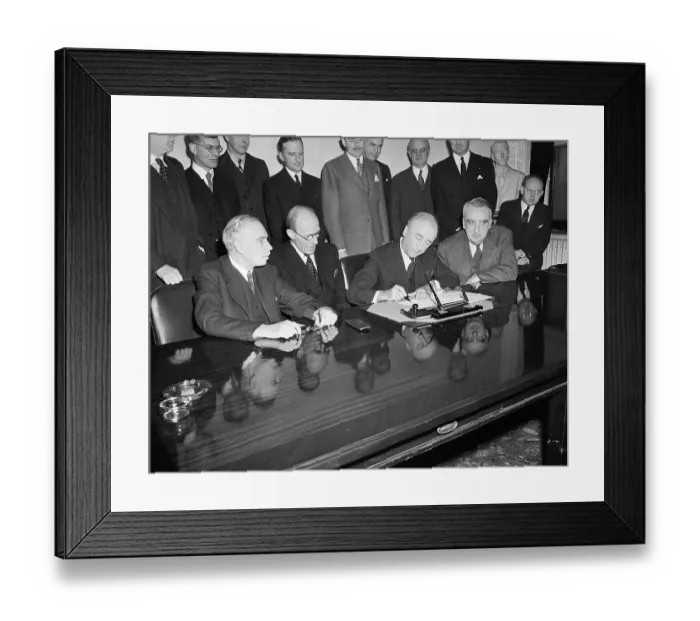 Framed Print : Officials at Brit Loan Agreement Signing Framed Print : Officials at Brit Loan Agreement Signing