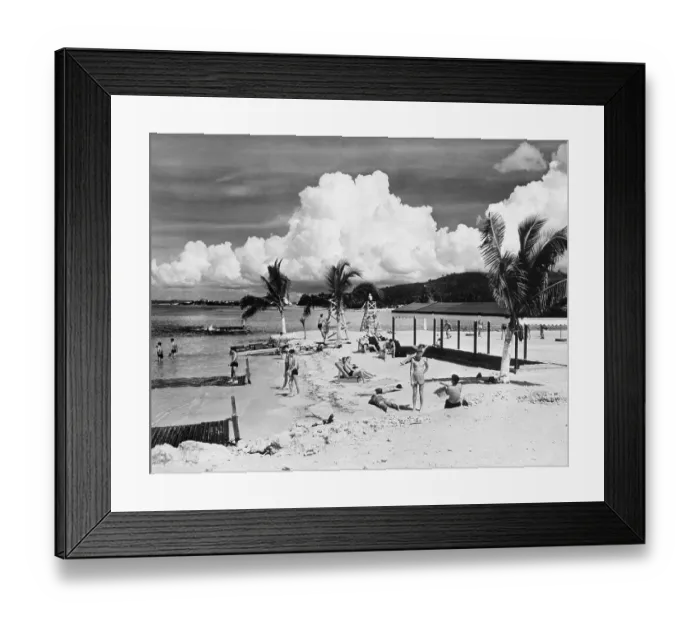 Framed Print : People Relaxing On Beach Framed Print : People Relaxing On Beach