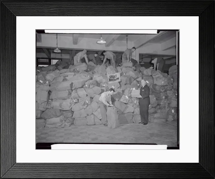 Framed Print : Postmaster with Packages Going to England Framed Print : Postmaster with Packages Going to England