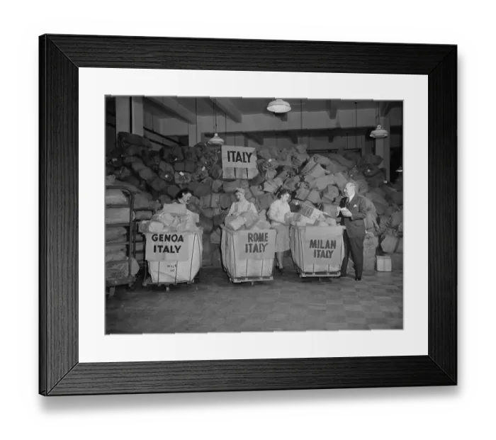 Framed Print : Piles of Packages Going to Italy Framed Print : Piles of Packages Going to Italy