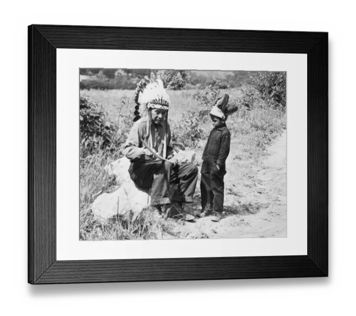 Framed Print : Child Indian Watches Elder Whittle A Bow Framed Print : Child Indian Watches Elder Whittle A Bow