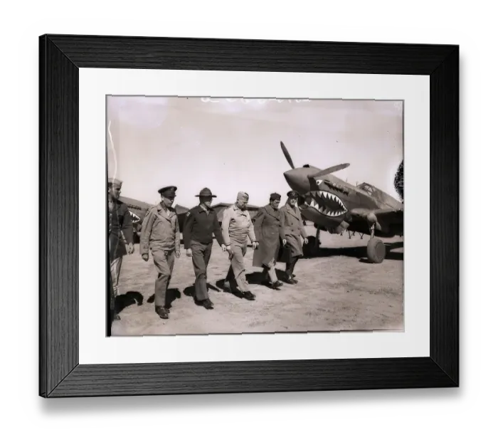 Framed Print : Generals Inspect a Row of P-40s Framed Print : Generals Inspect a Row of P-40s