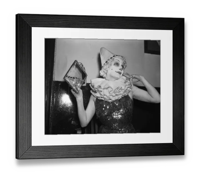 Framed Print : Female Clown in Her Dressing Room Framed Print : Female Clown in Her Dressing Room