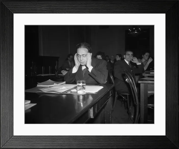 Framed Print : Dr. Leo Szilard Holding His Head in Hearing Framed Print : Dr. Leo Szilard Holding His Head in Hearing