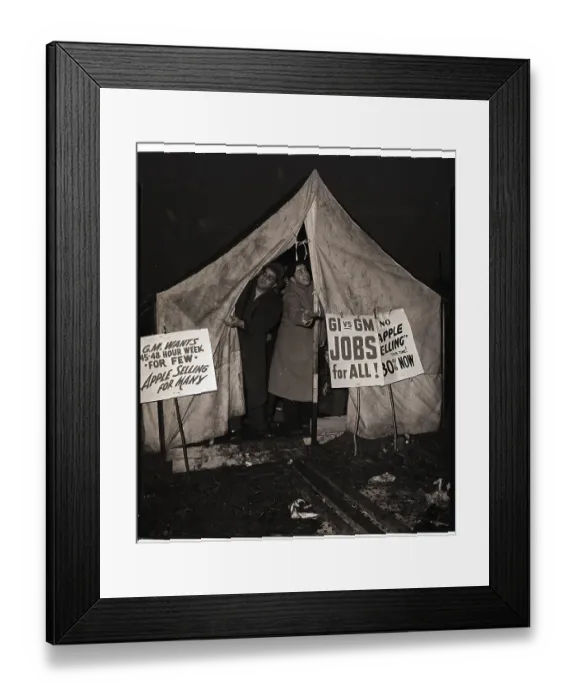 Framed Print : Picketers Find Rain Shelter in Tent Framed Print : Picketers Find Rain Shelter in Tent
