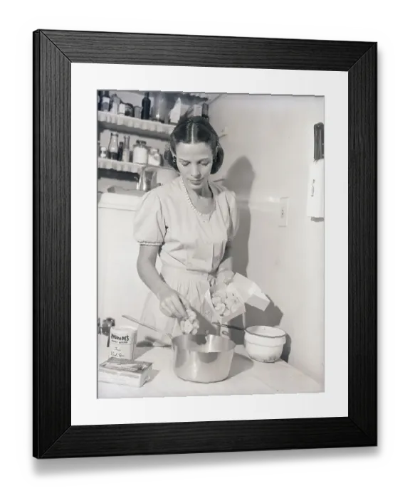 Framed Print : Woman Cooking Frozen Cauliflower Framed Print : Woman Cooking Frozen Cauliflower