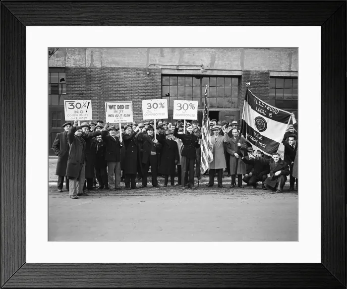Framed Print : Strikers Picket General Motors Plant Framed Print : Strikers Picket General Motors Plant