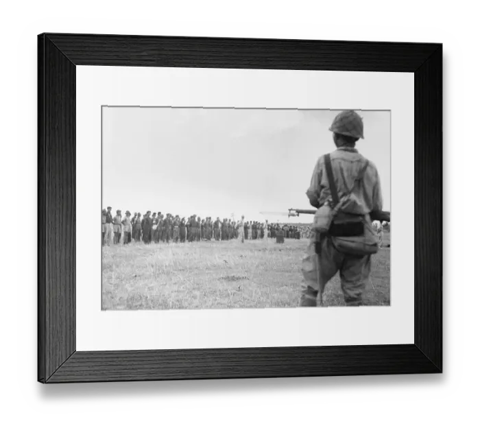 Framed Print : Filipino and American Troops Waiting in Formation Framed Print : Filipino and American Troops Waiting in Formation