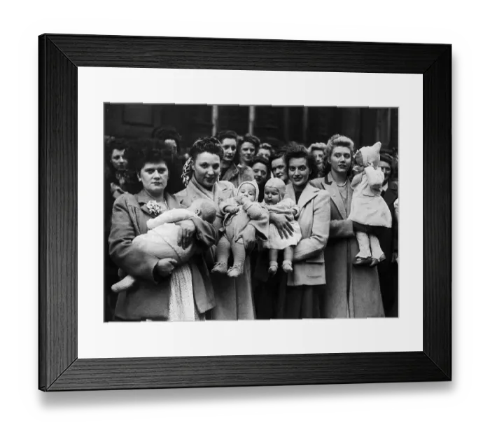 Framed Print : English GI Wives Holding Babies Framed Print : English GI Wives Holding Babies