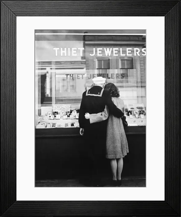 Framed Print : Couple Window-Shopping For a Ring Framed Print : Couple Window-Shopping For a Ring