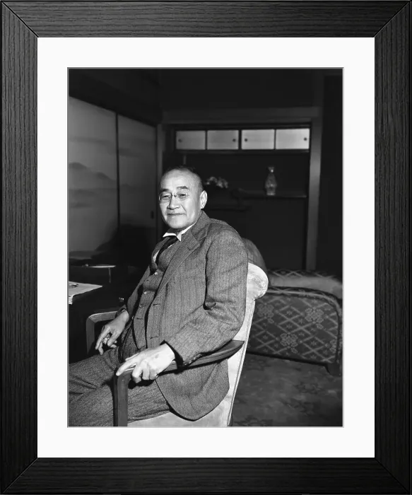 Framed Print : Shigeru Yoshida in Chair in Office Framed Print : Shigeru Yoshida in Chair in Office