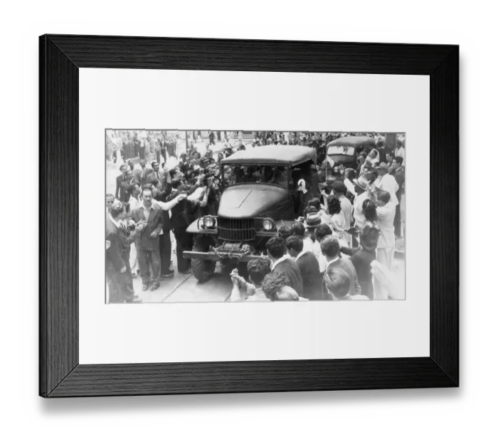Framed Print : Civilians Cheer Arriving Rebels Framed Print : Civilians Cheer Arriving Rebels