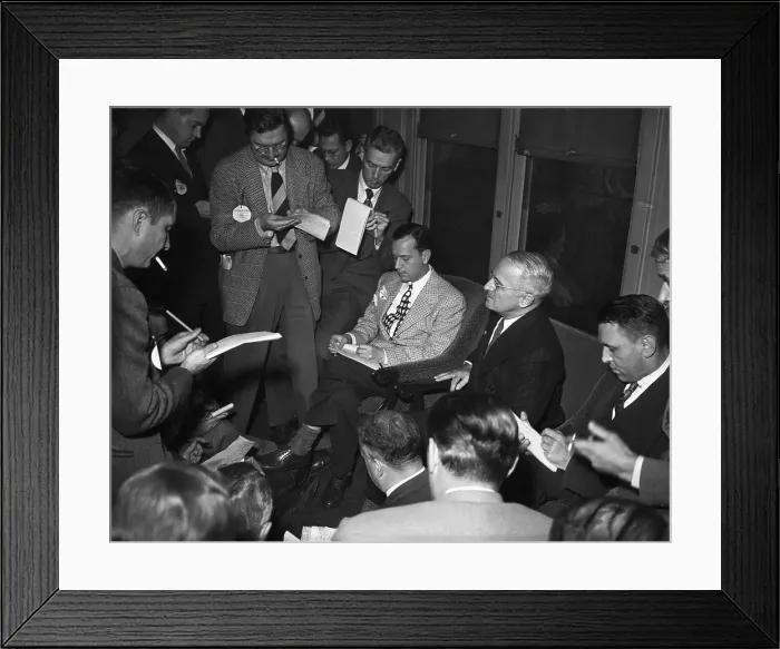 Framed Print : Harry S. Truman with Reporters Framed Print : Harry S. Truman with Reporters