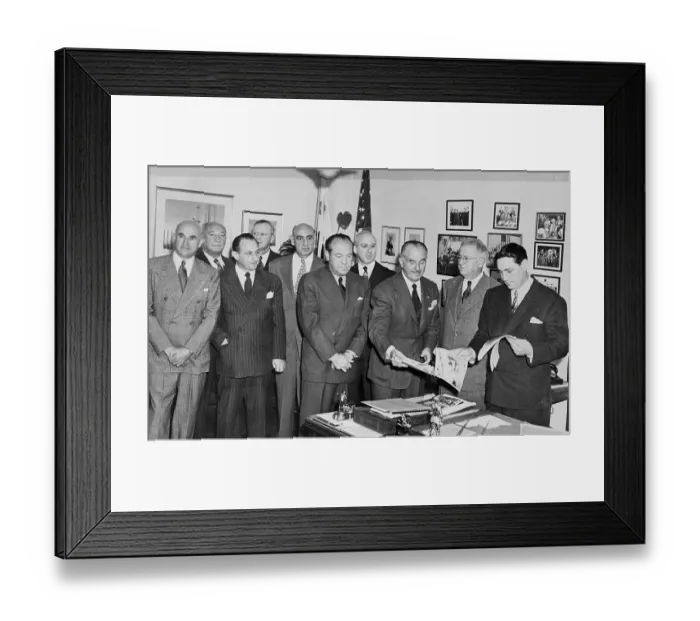 Framed Print : Film Producers Presenting Riot Photos to District Attorney Framed Print : Film Producers Presenting Riot Photos to District Attorney
