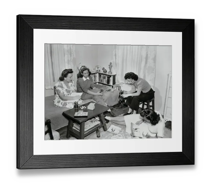 Framed Print : Girls Sitting Around Room Talking Framed Print : Girls Sitting Around Room Talking