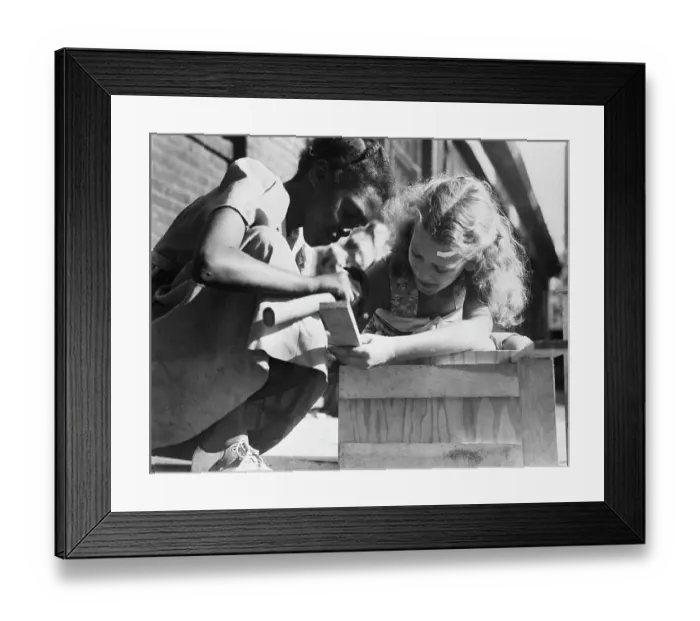 Framed Print : Girls Working Together Framed Print : Girls Working Together