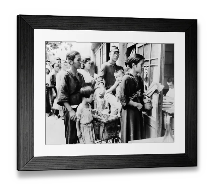 Framed Print : People Lining Up For Food Rations Framed Print : People Lining Up For Food Rations