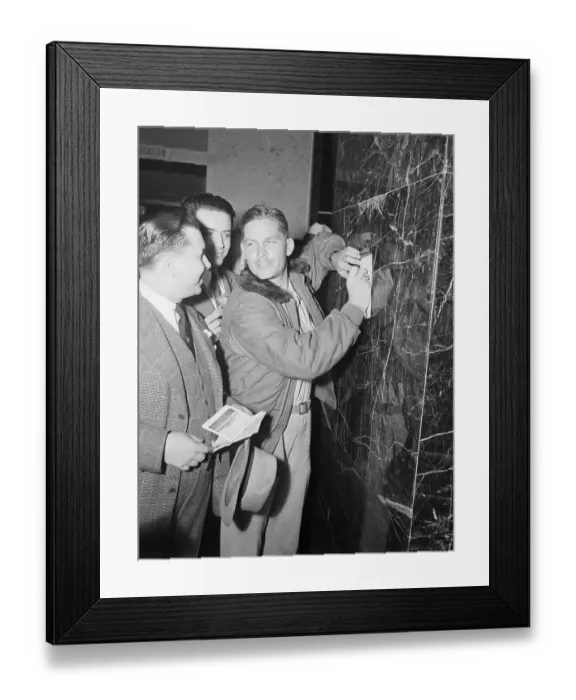 Framed Print : Captain Kermit K. Beahan Signing Autographs Framed Print : Captain Kermit K. Beahan Signing Autographs