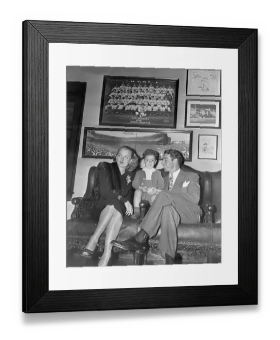 Framed Print : Joe DiMaggio Posing with His wife and Son Framed Print : Joe DiMaggio Posing with His wife and Son