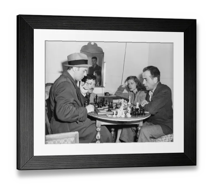 Framed Print : Charles Boyer & Humphrey Bogart Play Che Framed Print : Charles Boyer & Humphrey Bogart Play Che