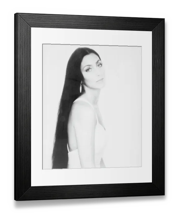 Framed Print : Cher Bono Waist-Up W / Long Hair Framed Print : Cher Bono Waist-Up W / Long Hair