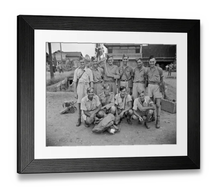 Framed Print : Released Canadian Prisoners Posing at Camp Framed Print : Released Canadian Prisoners Posing at Camp