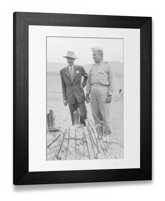 Framed Print : Oppenheimer And L.Groves Look At Base