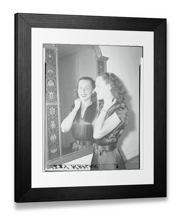 Framed Print : Bess Myerson Smiling at Reflection Framed Print : Bess Myerson Smiling at Reflection