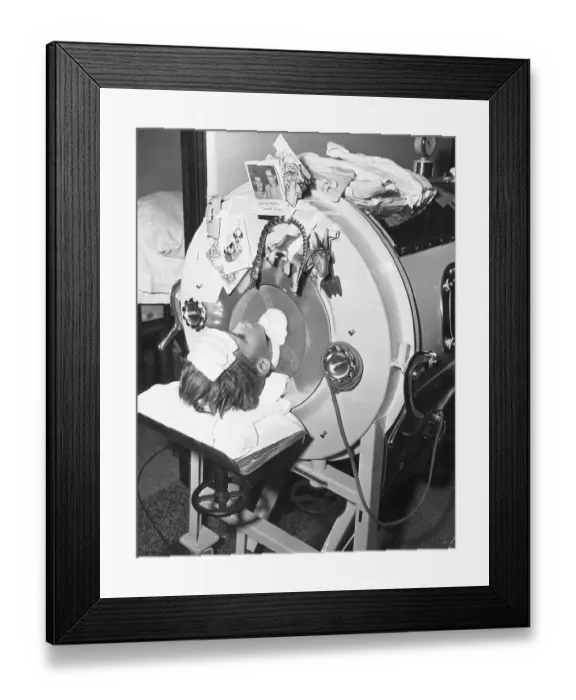 Framed Print : Patient Lying in Iron Lung Framed Print : Patient Lying in Iron Lung