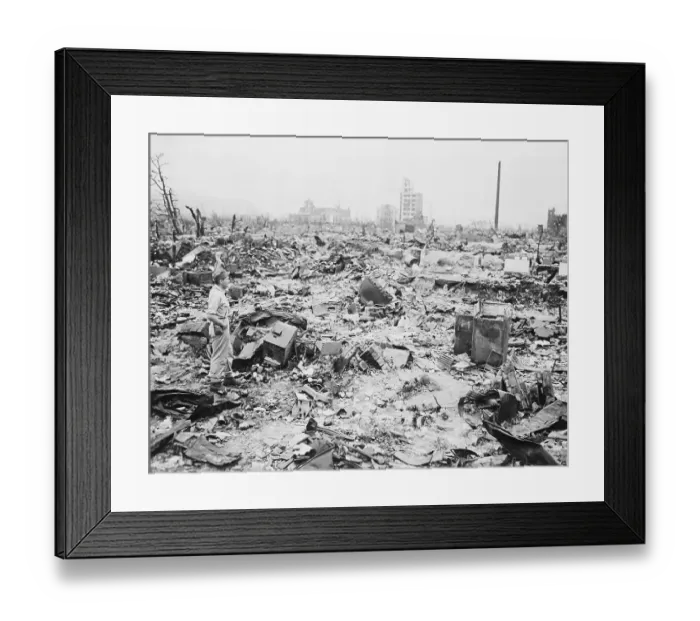 Framed Print : Reporter Gazing at Atomic Damages of Hiroshima Framed Print : Reporter Gazing at Atomic Damages of Hiroshima