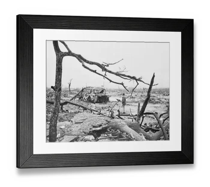 Framed Print : Demolished Bus from Atomic Bomb Framed Print : Demolished Bus from Atomic Bomb