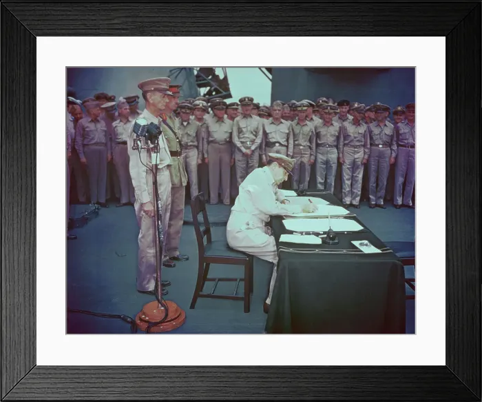 Framed Print : Douglas MacArthur Signing Japanese Surrender Document Framed Print : Douglas MacArthur Signing Japanese Surrender Document