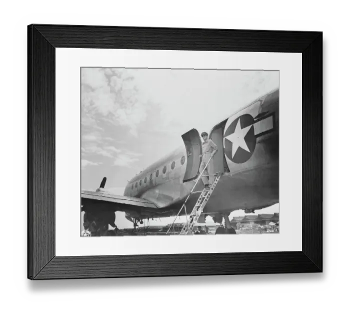Framed Print : General Douglas MacArthur Stepping Off Airplane Framed Print : General Douglas MacArthur Stepping Off Airplane