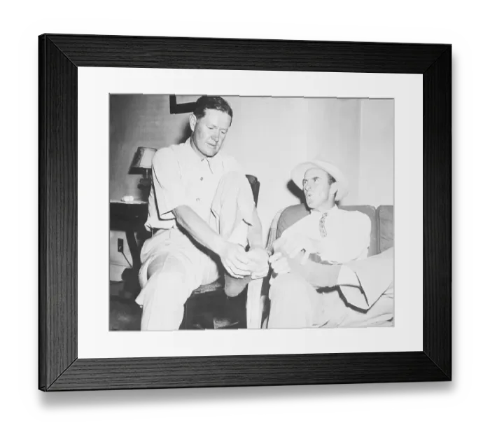 Framed Print : Byron Nelson and Sam Snead Rubbing Their Feet Framed Print : Byron Nelson and Sam Snead Rubbing Their Feet