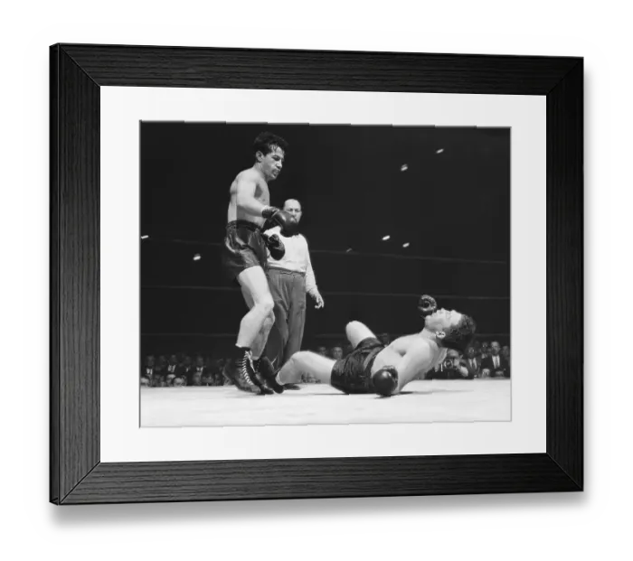 Framed Print : Rocky Graziano Stands Over Falling Cochrane Framed Print : Rocky Graziano Stands Over Falling Cochrane