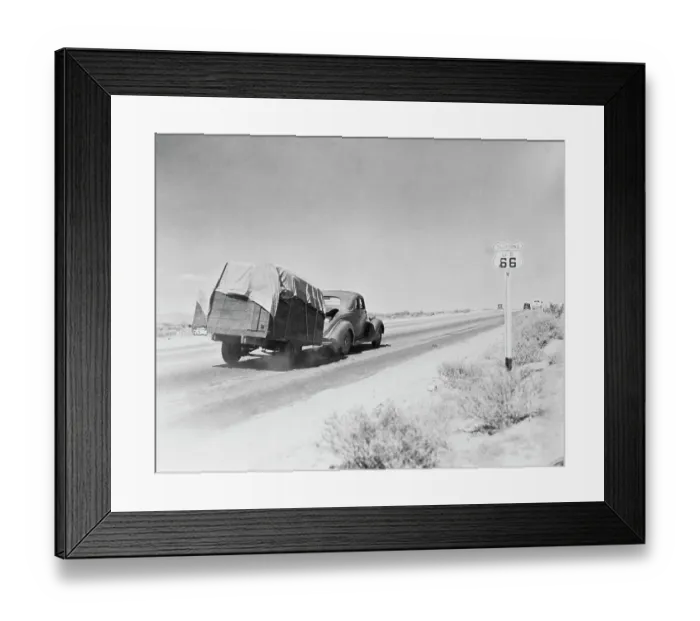 Framed Print : Automobile Pulling Trailer on Route 66 Framed Print : Automobile Pulling Trailer on Route 66