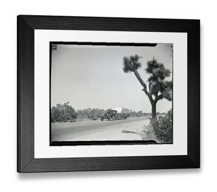 Framed Print : Car And Trailer Head For California Framed Print : Car And Trailer Head For California
