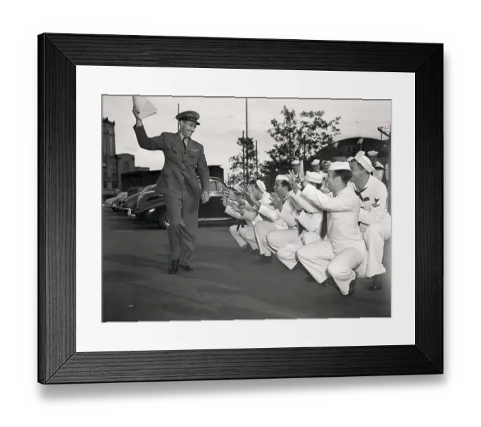Framed Print : Bob Feller In Military Uniform W / Sailors Framed Print : Bob Feller In Military Uniform W / Sailors