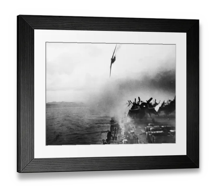Framed Print : Japanese Suicide Plane Plummets Into Sea Framed Print : Japanese Suicide Plane Plummets Into Sea