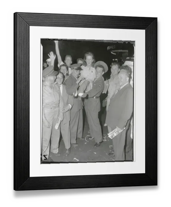 Framed Print : Jubilant Citizens and Sailors in Street Framed Print : Jubilant Citizens and Sailors in Street