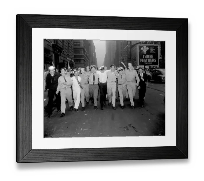Framed Print : Military Men in Times Square Celebrating Japanese Surrender Framed Print : Military Men in Times Square Celebrating Japanese Surrender