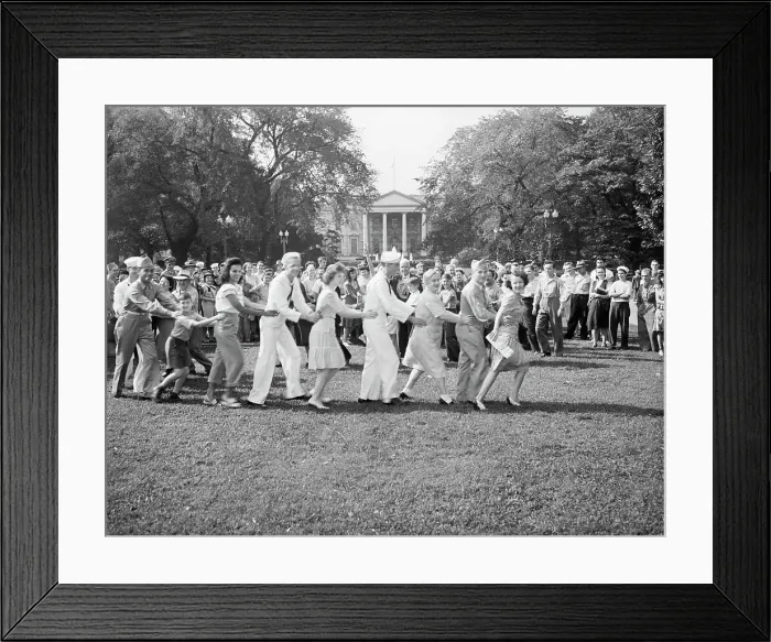 Framed Print : Conga Line at V-J Day Celebration Framed Print : Conga Line at V-J Day Celebration