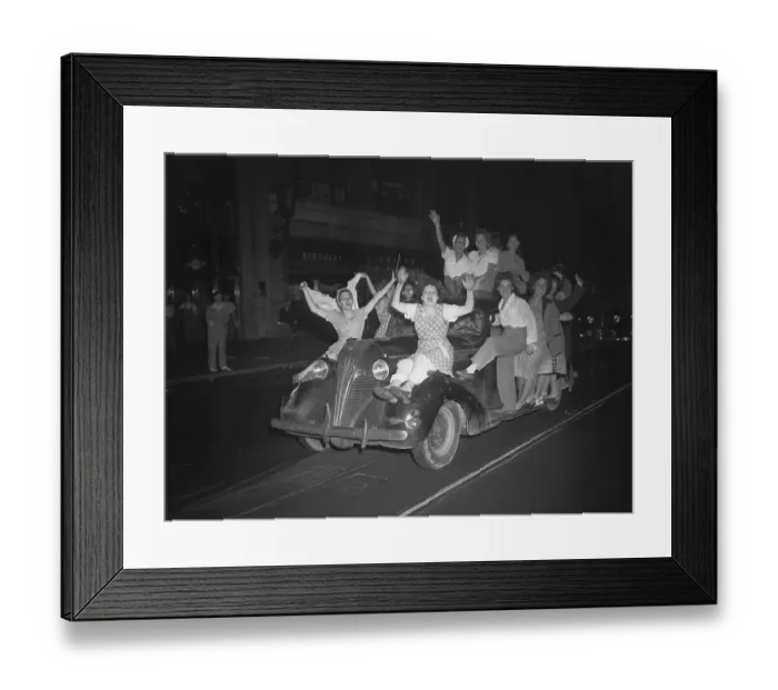 Framed Print : Girls In Pajamas On Car Celebrate Victor Framed Print : Girls In Pajamas On Car Celebrate Victor