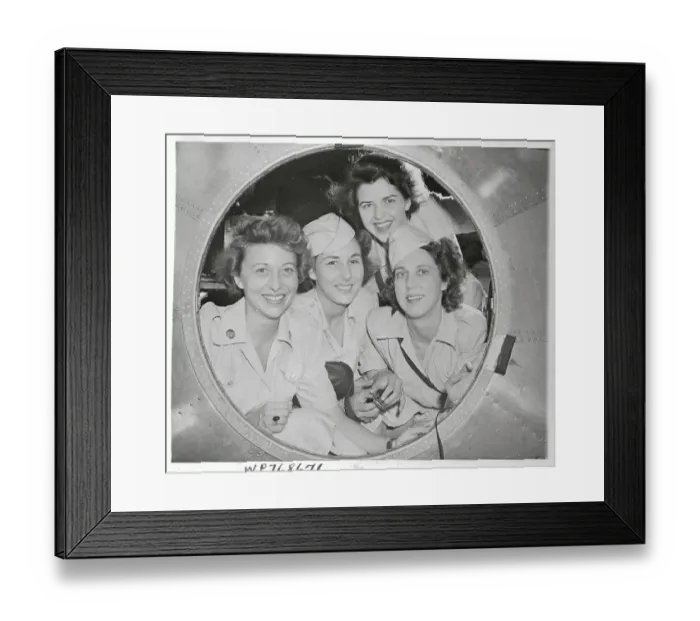 Framed Print : Portrait Through Porthole of Four Women's Army Corps Soldiers Framed Print : Portrait Through Porthole of Four Women's Army Corps Soldiers