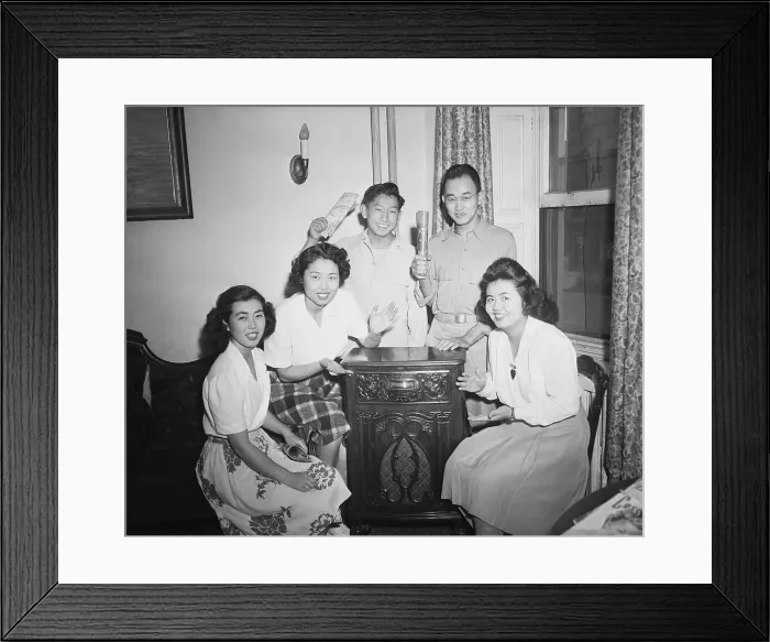 Framed Print : Japanese-Americans Await Surrender News Framed Print : Japanese-Americans Await Surrender News
